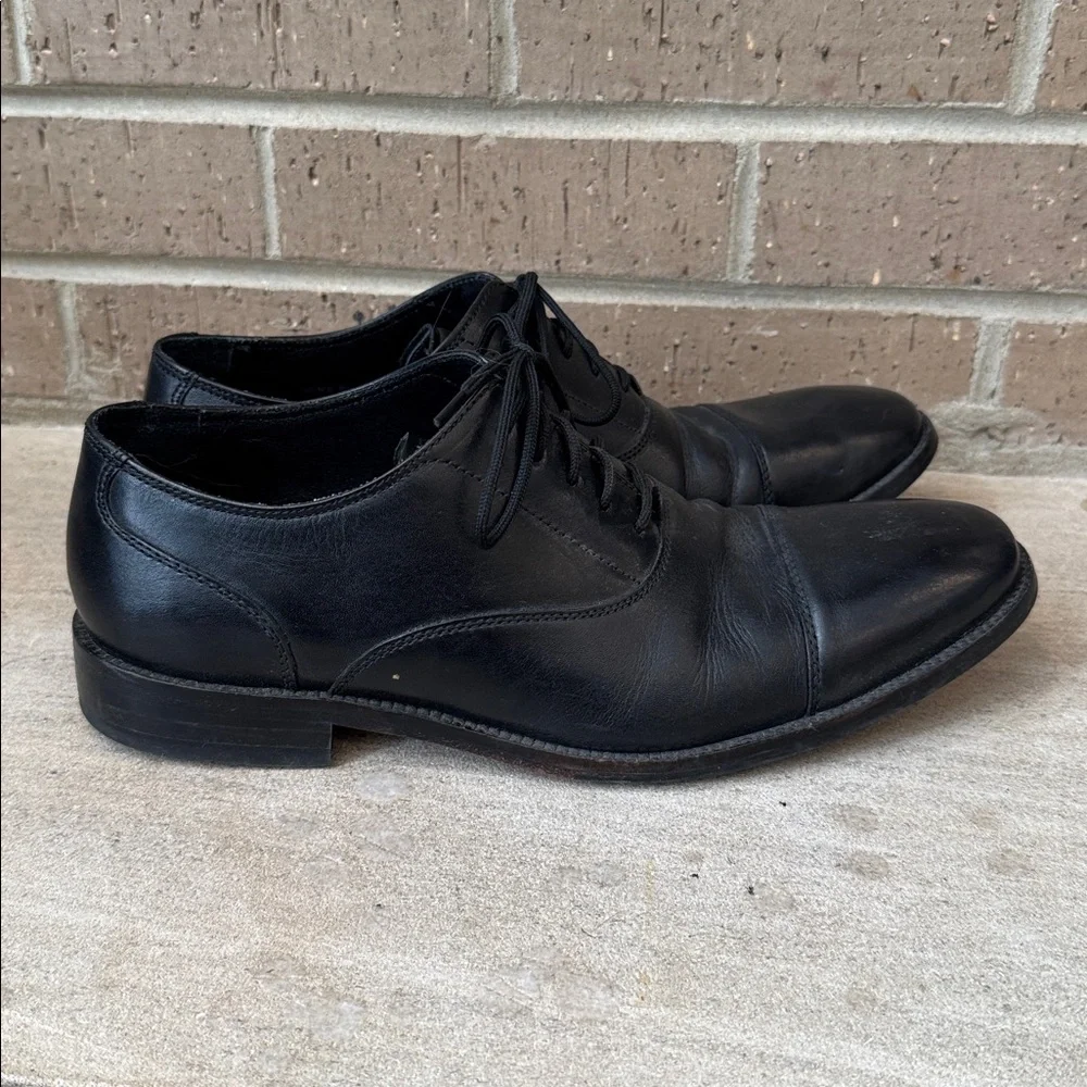 Cole Haan Black Leather Cap-Toe Derbys